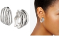 Anne Klein Silver-Tone Small Hoop Button E-Z Comfort Clip-On Earrings, 1"